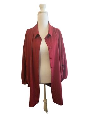 Express Deep Red Button-Up Shirt XL – Breezy & Excellent Condition